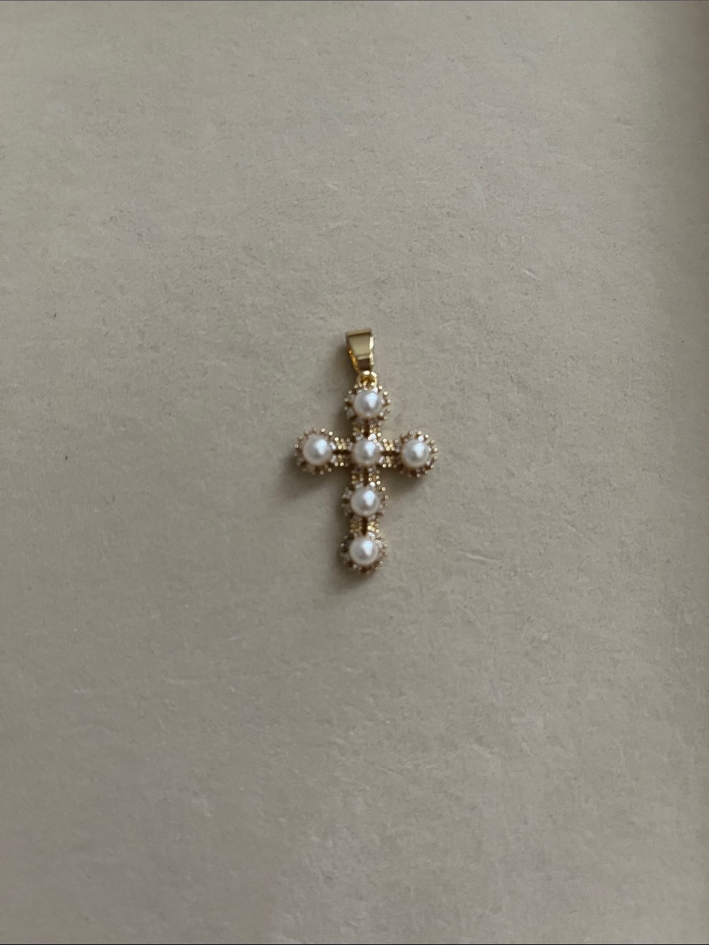 Gold Pearl Cross Pendant Necklace - Women Jewelry